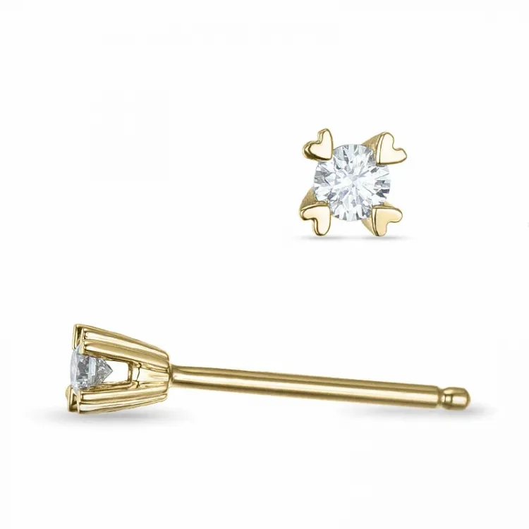 2 x 0,04 ct kampanje - diamant solitaireørepynt i 14 karat gull med diamant 
