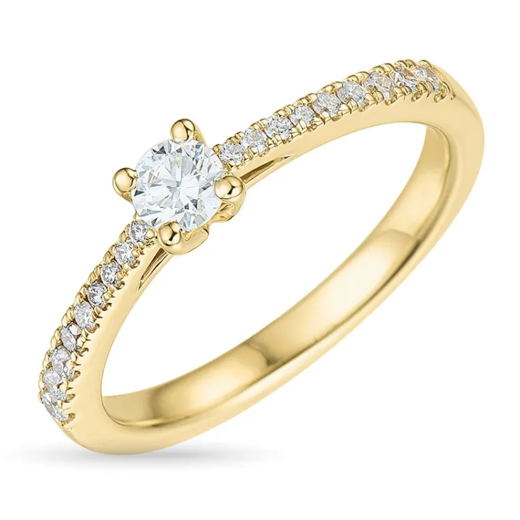diamantring i 14 karat gull 0,20 ct 0,14 ct