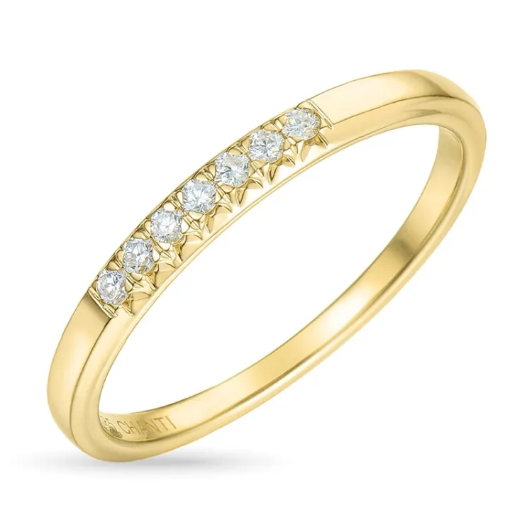 diamant alliansering i 14 karat gull 0,11 ct