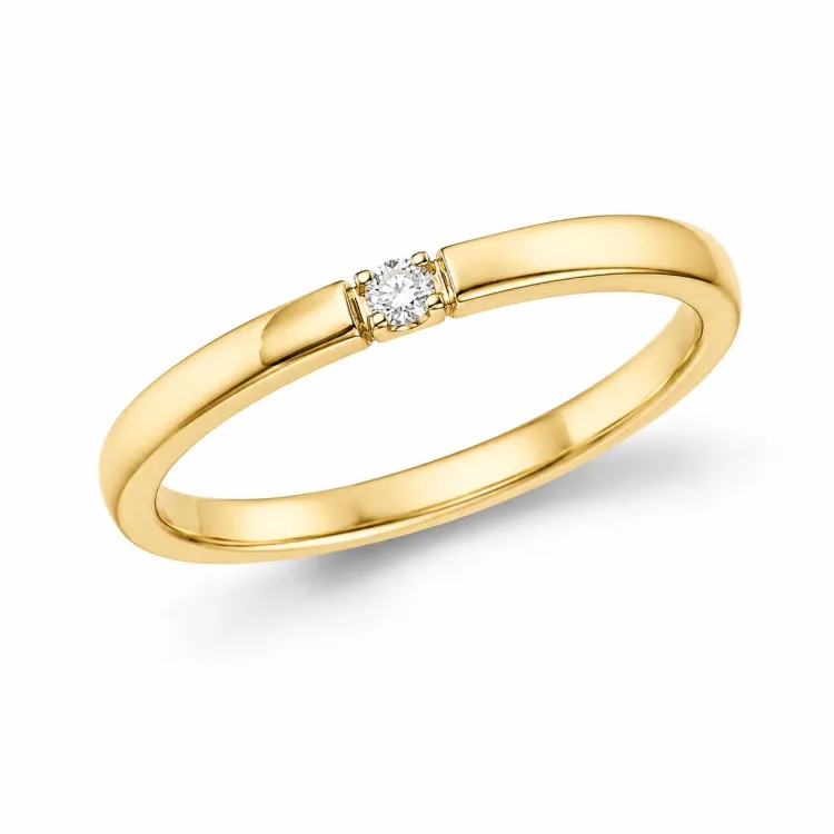 1 x 0,03 ct diamantring i 14 karat gull 0,03 ct
