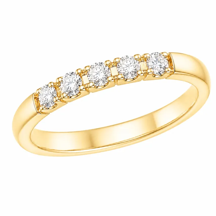 5 x 0,05 ct diamantring i 14 karat gull 0,25 ct