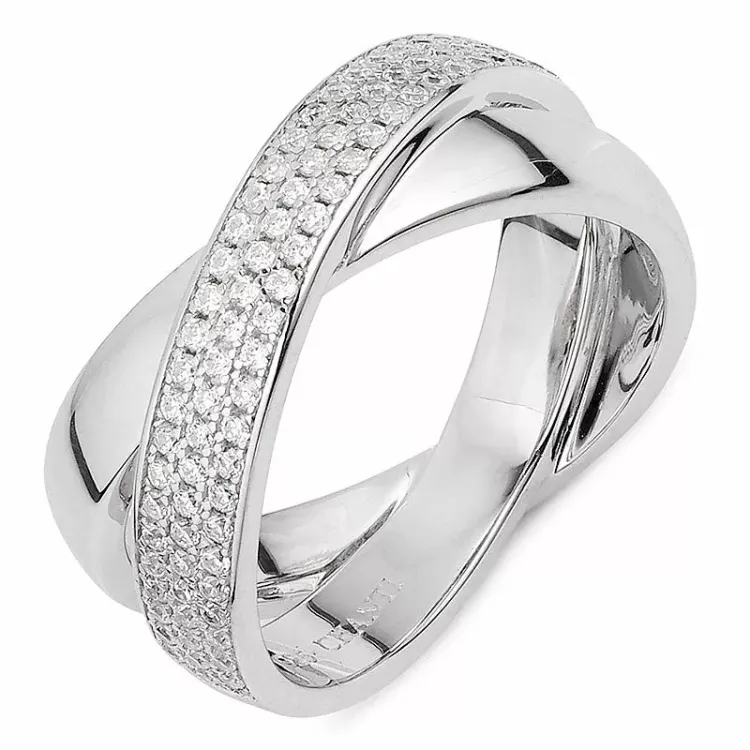 Elegant abstrakt hvit zirkon ring i sølv