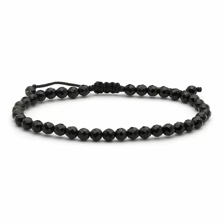 svart onyks armbånd i sateng x 4 mm - Loom Stones