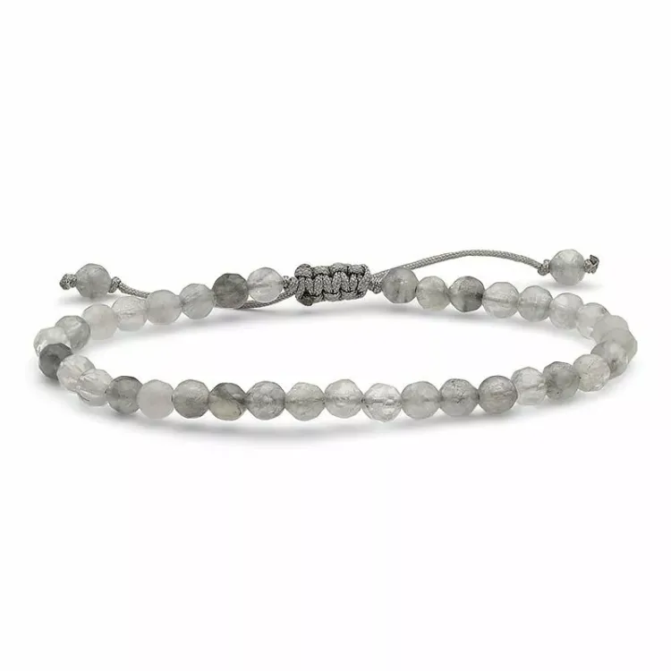 grå kvarts armbånd i nylon - Loom Stones