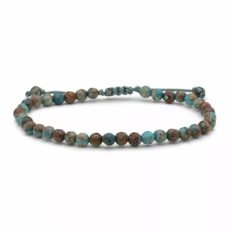 multifarget turkis jasper armbånd i silke snor 17 cm plus 3 cm x 4,4 mm - Loom Stones
