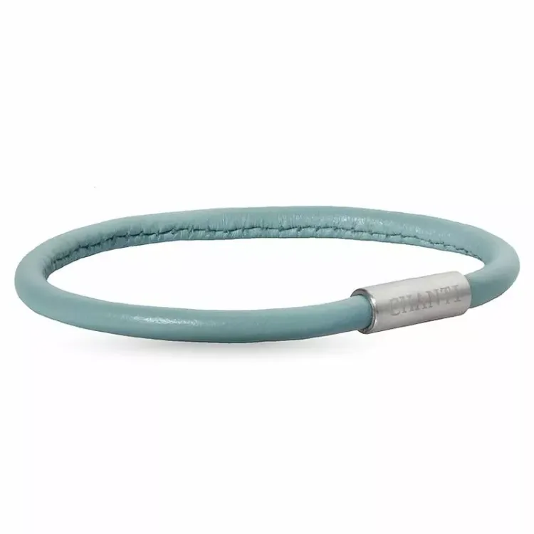 Rund grønn magnetarmbånd i lær med stållås x 4 mm