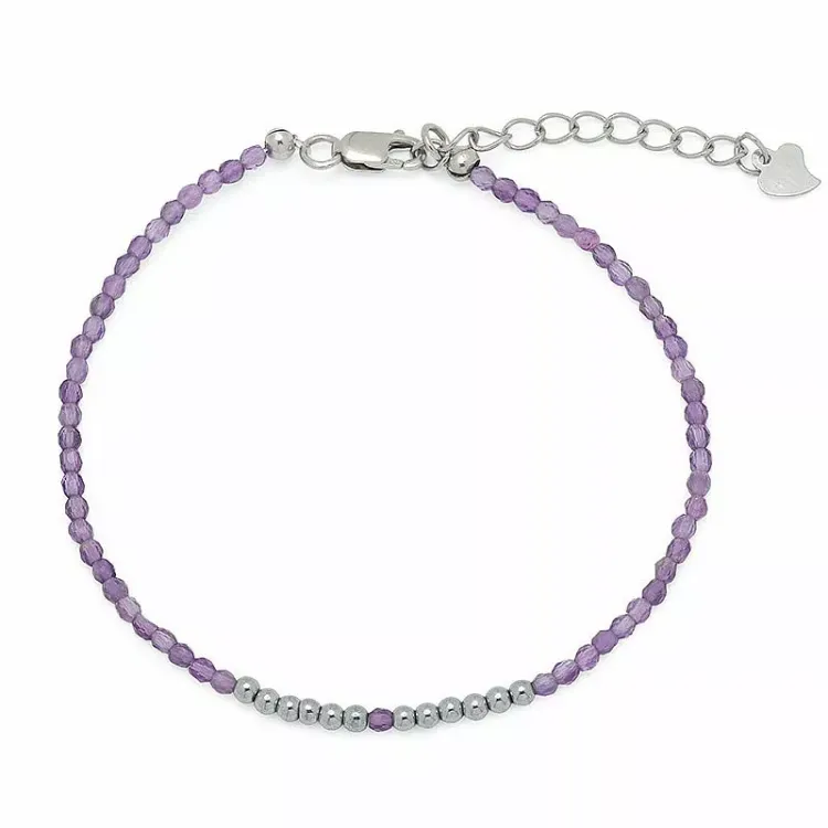 lilla stein armbånd med ametyst og hematite.