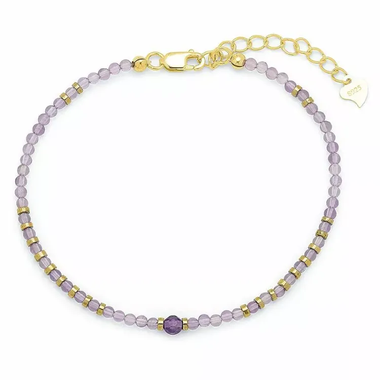 stein armbånd med ametyst og hematite - Loom Stones