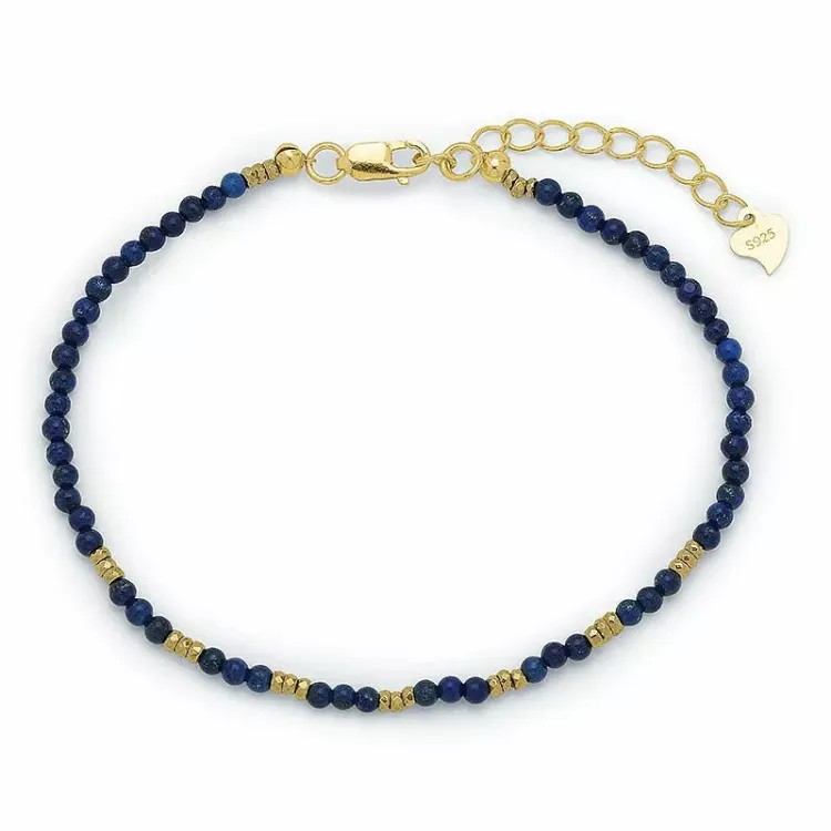 Elegant mørkeblå armbånd med lapis og hematite - Loom Stones