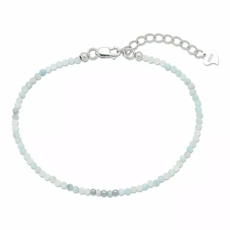armbånd med akvamarin og 3 hematite - Loom Stones