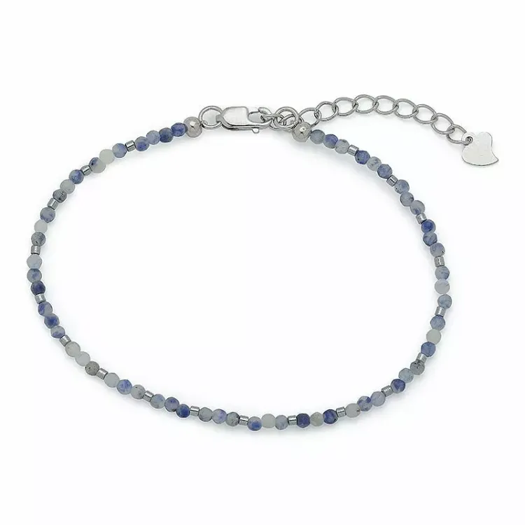 mørkeblå stein armbånd med sodalit og hematite - Loom Stones