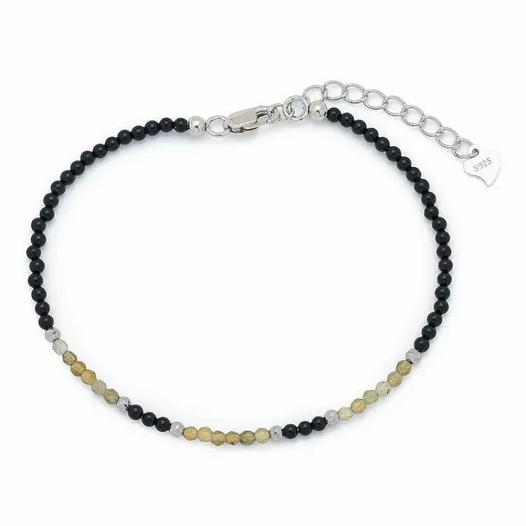 armbånd med onyks og labradoritt og 6 hematite.