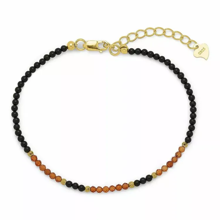 Elegant armbånd med onyks og granat og hematite - Loom Stones