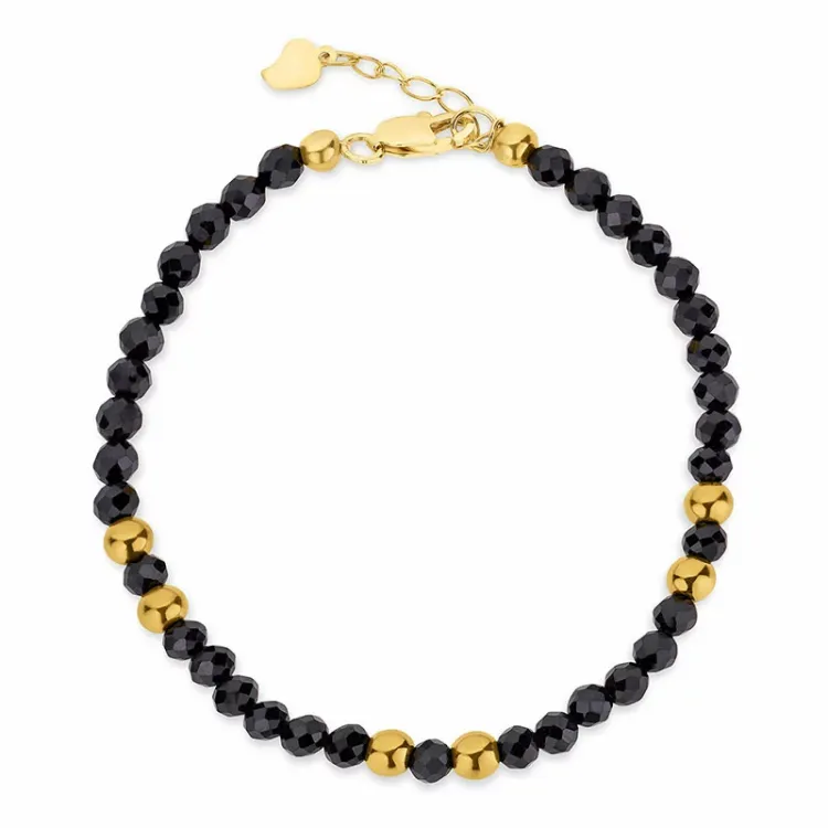 svart armbånd med onyks - Loom Stones