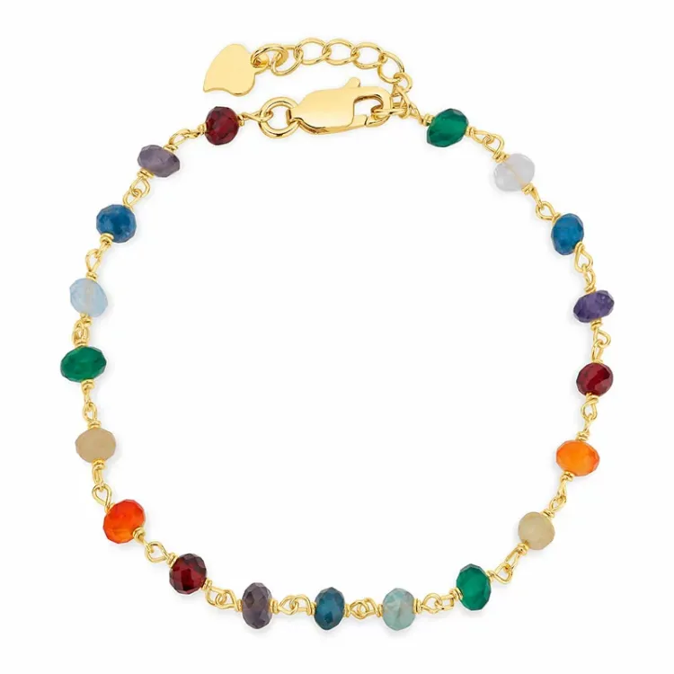 multifarget armbånd i forgylt sølv 17 plus 3 cm x 3 x 4 mm  - Loom Stones