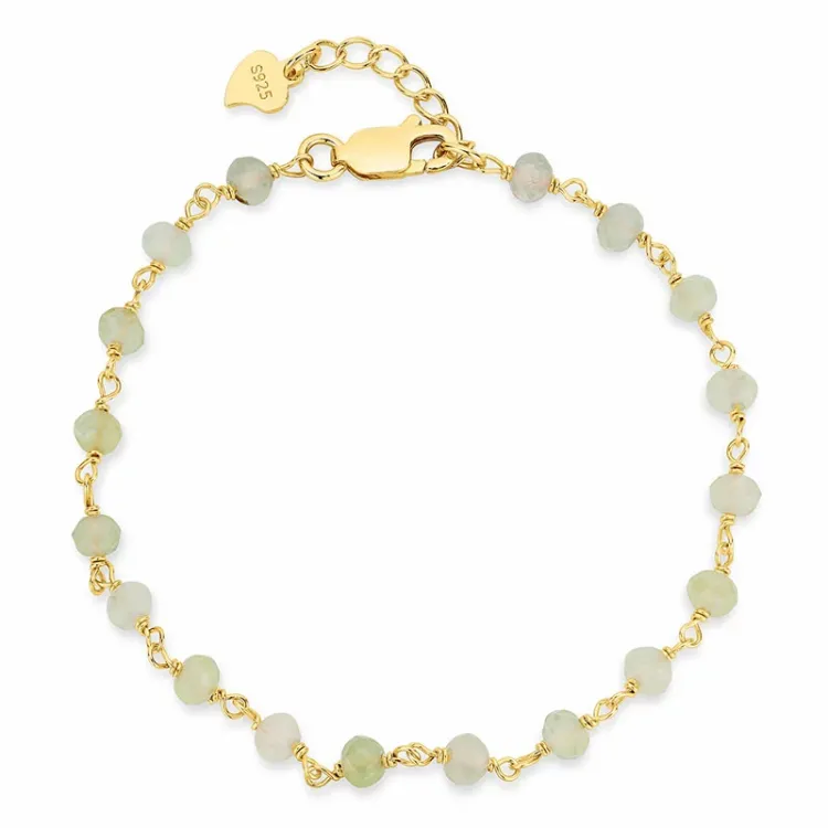 aventurin armbånd i forgylt sølv 17 plus 3 cm x 3-4 mm