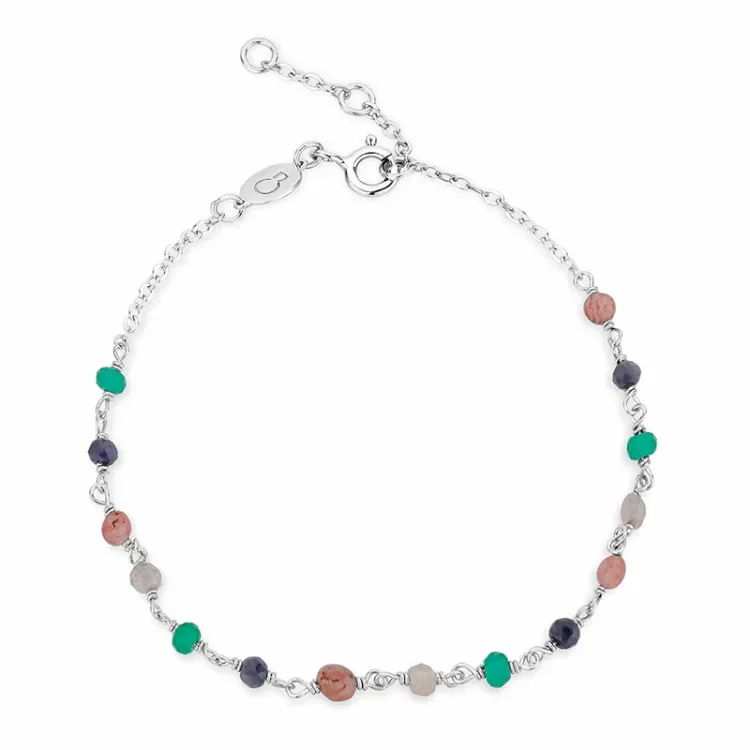 multifarget armbånd i sølv 17 plus 2 cm x 3,1 mm  - Loom Stones