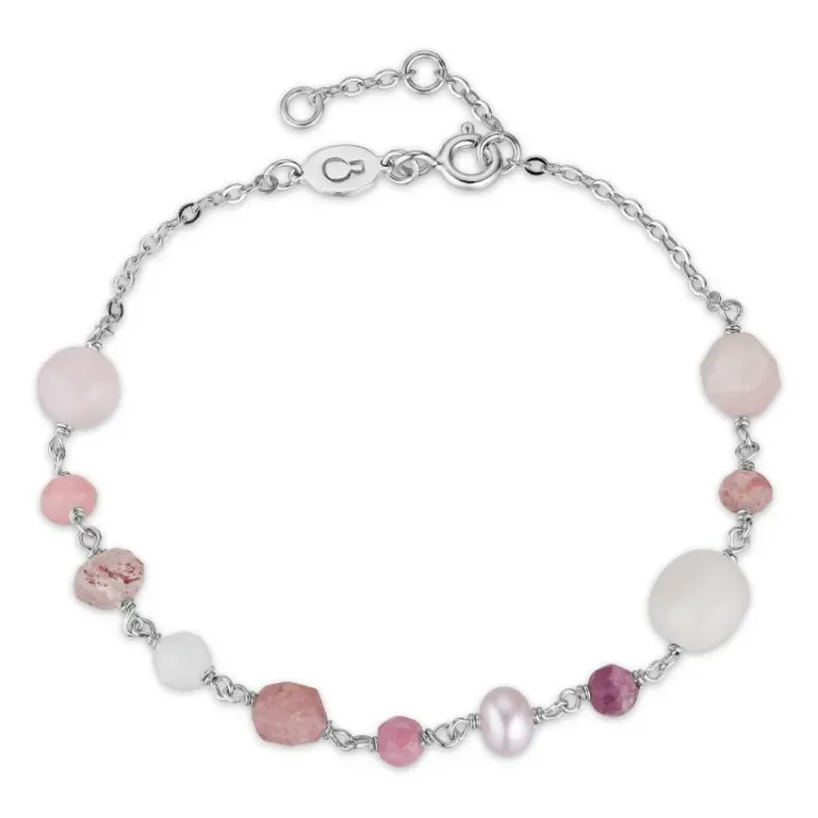 rosa armbånd i sølv  x 6,5 mm