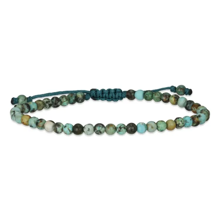 turkis ametyst armbånd i silke snor 17 cm plus 3 cm x 3,6 mm  - Loom Stones