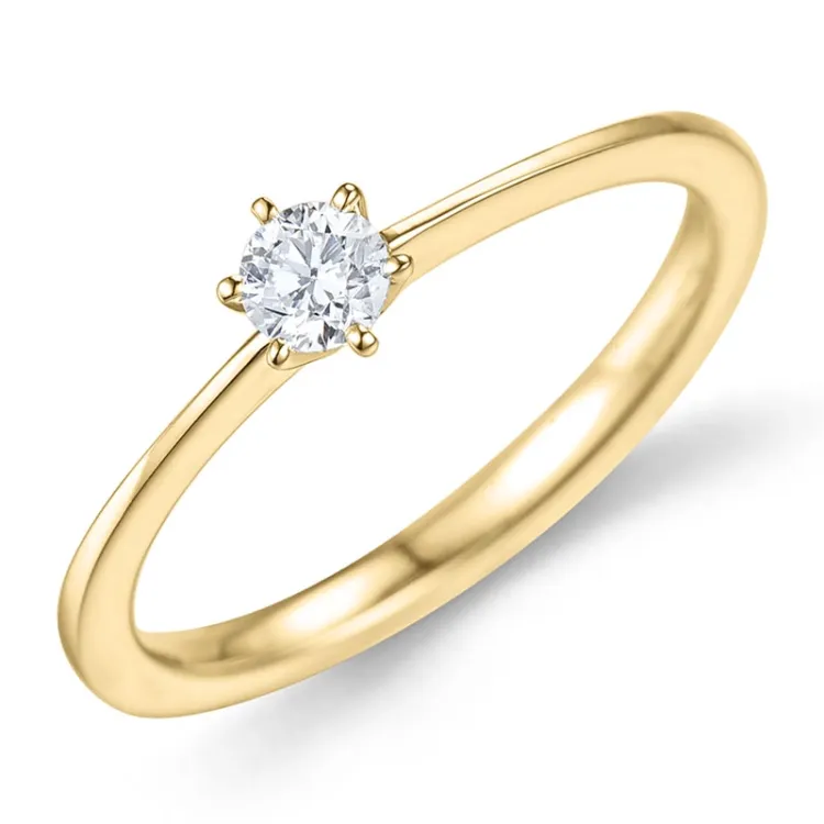 0,20 ct lab grown diamant solitairering i 9 karat gull 0,20 ct