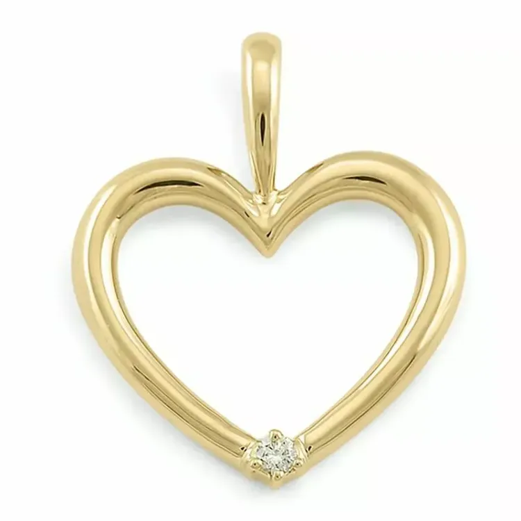 hjerte lab grown diamant anheng i 9 karat gull 0,03 ct
