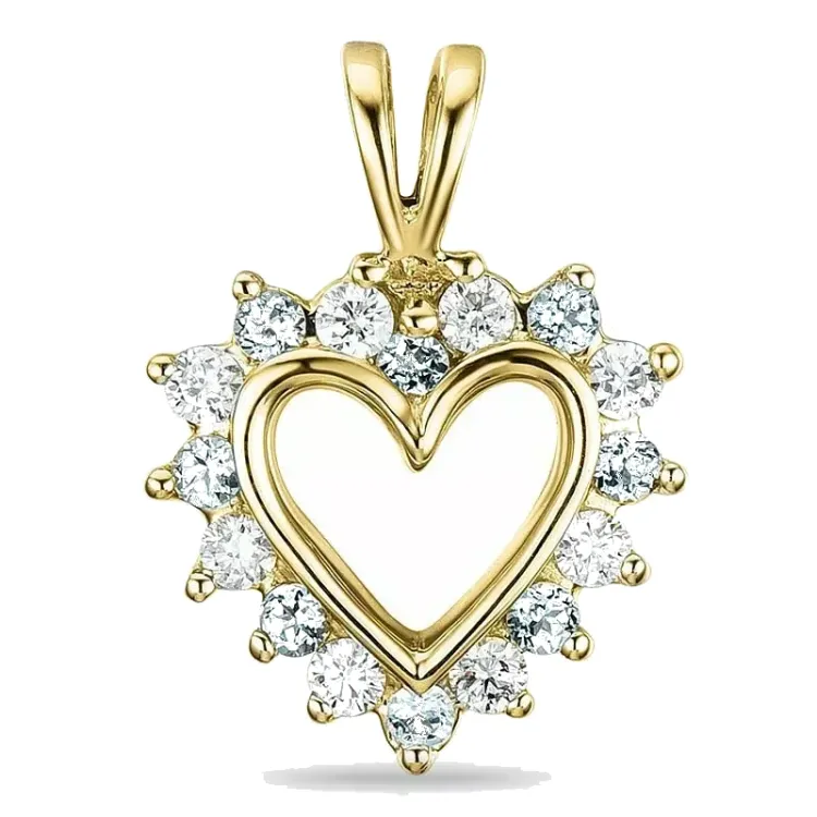 hjerte lab grown diamant anheng i 9 karat gull 0,26 ct