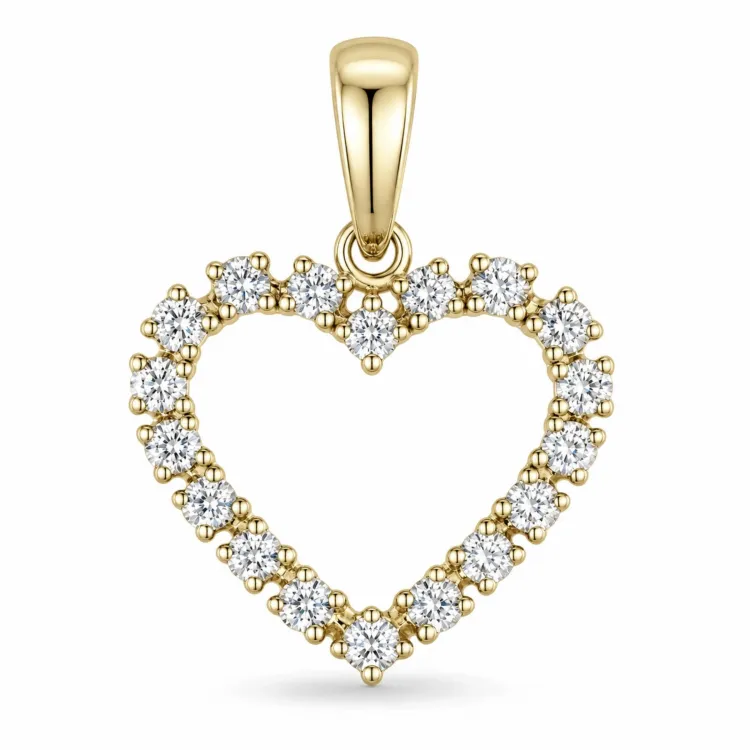 hjerte lab grown diamant anheng i 9 karat gull 0,40 ct