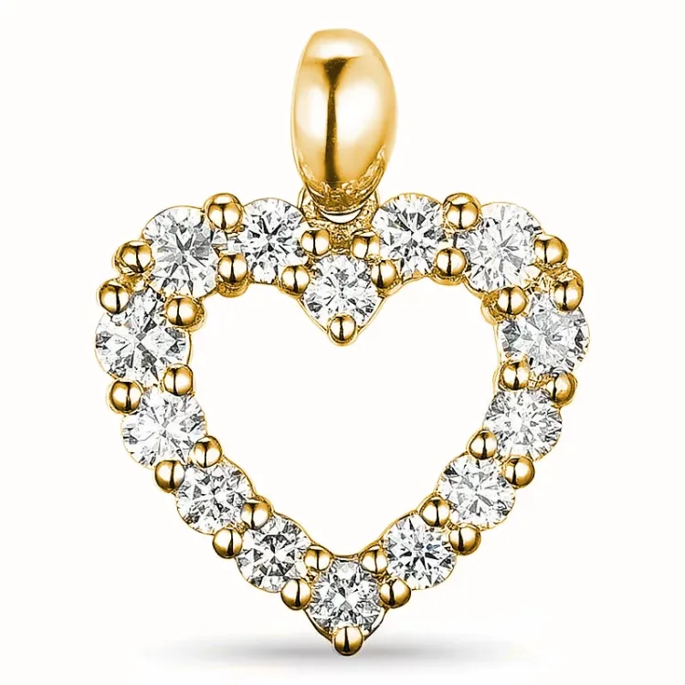 hjerte lab grown diamant anheng i 9 karat gull 0,54 ct