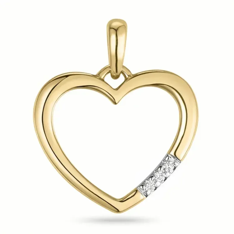 hjerte lab grown diamant anheng i 9 karat gull 0,02 ct