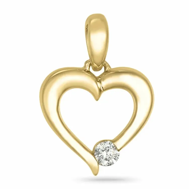 hjerte lab grown diamant anheng i 9 karat gull 0,04 ct