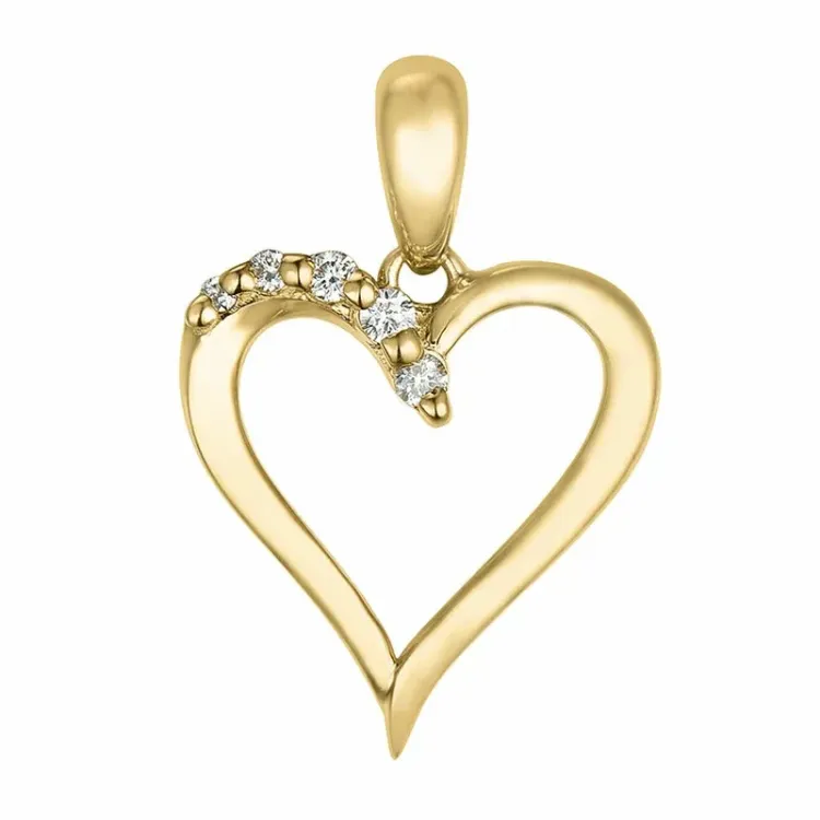 hjerte lab grown diamant anheng i 9 karat gull 0,05 ct