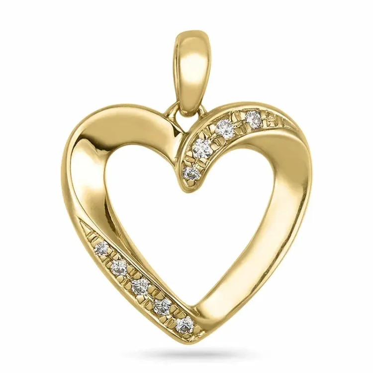 hjerte lab grown diamant anheng i 9 karat gull 0,05 ct