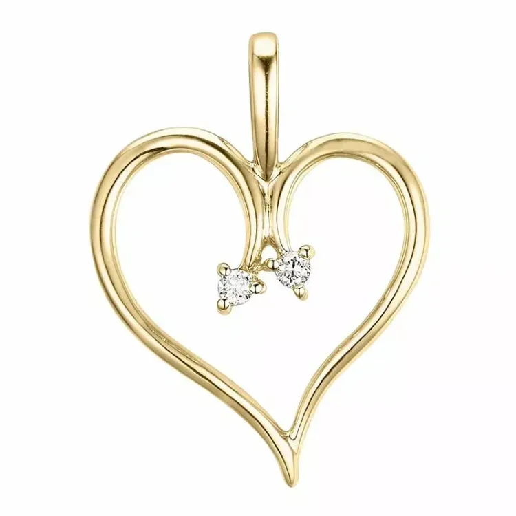 hjerte lab grown diamant anheng i 9 karat gull 0,04 ct