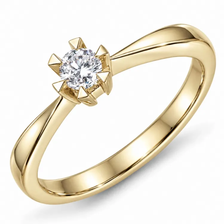 0,20 ct lab grown diamant solitairering i 9 karat gull 0,20 ct