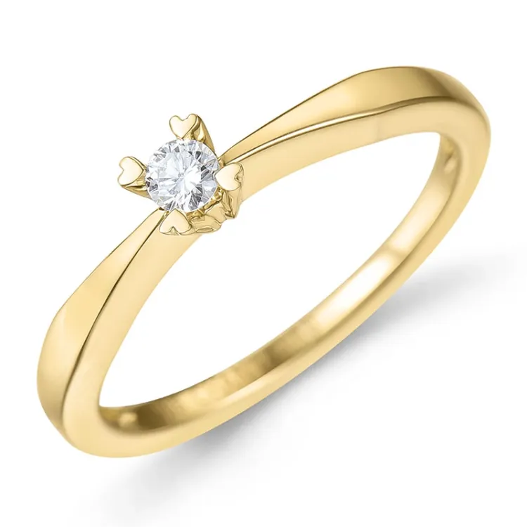 0,10 ct lab grown diamant solitairering i 9 karat gull 0,10 ct