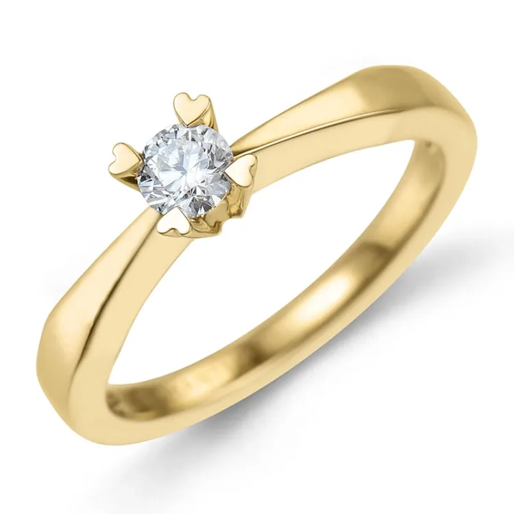 0,20 ct lab grown diamant solitairering i 9 karat gull 0,20 ct