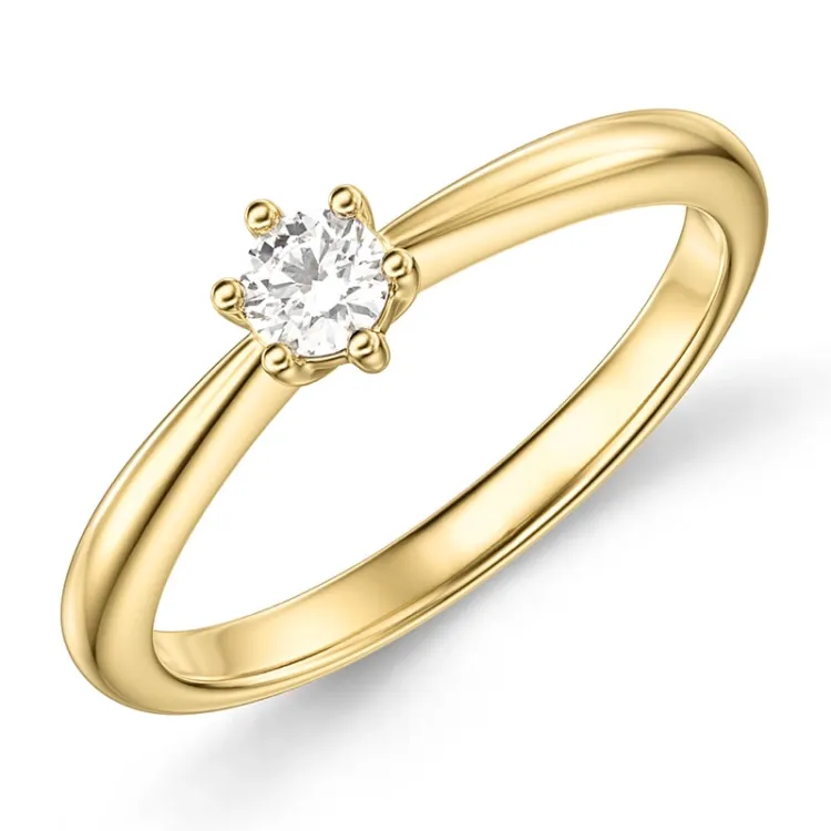 0,20 ct lab grown diamant solitairering i 9 karat gull 0,20 ct