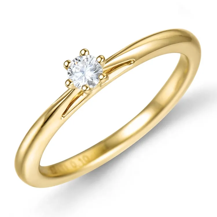 0,10 ct lab grown diamant ring i 9 karat gull 0,10 ct