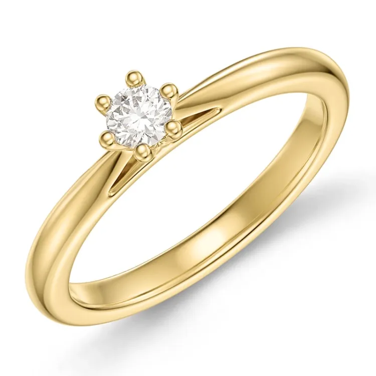 0,20 ct lab grown diamant solitairering i 9 karat gull 0,20 ct