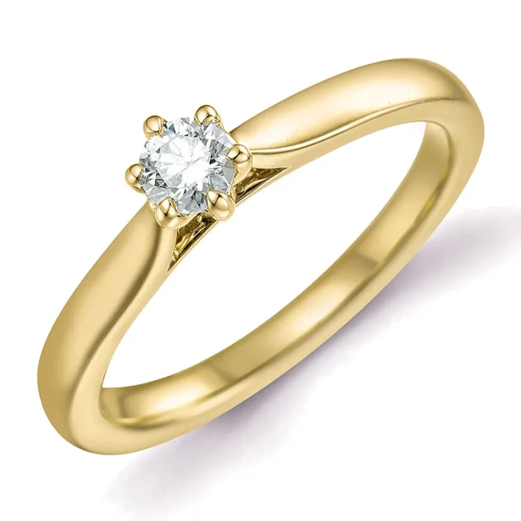 0,20 ct lab grown diamant solitairering i 9 karat gull 0,20 ct