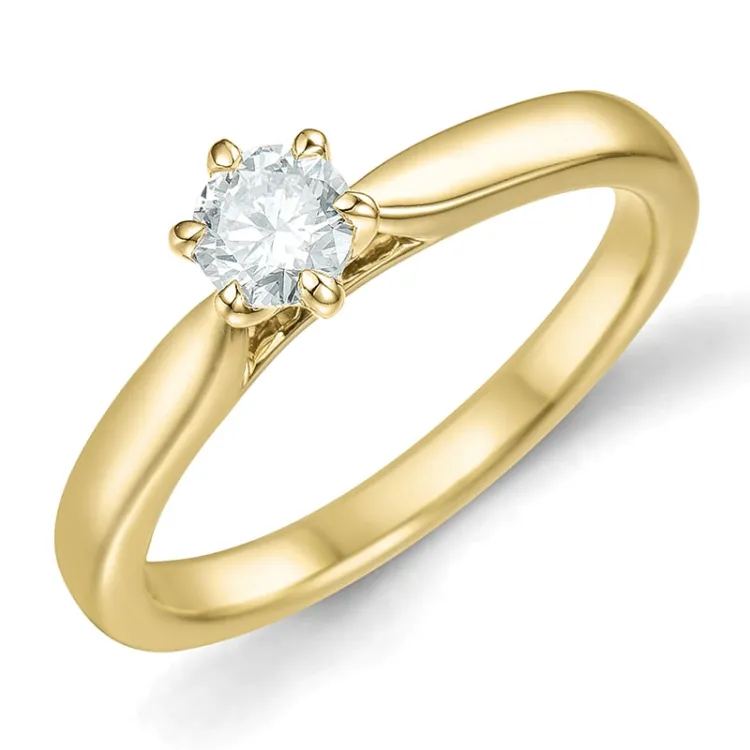 0,50 ct lab grown diamant solitairering i 9 karat gull 0,50 ct