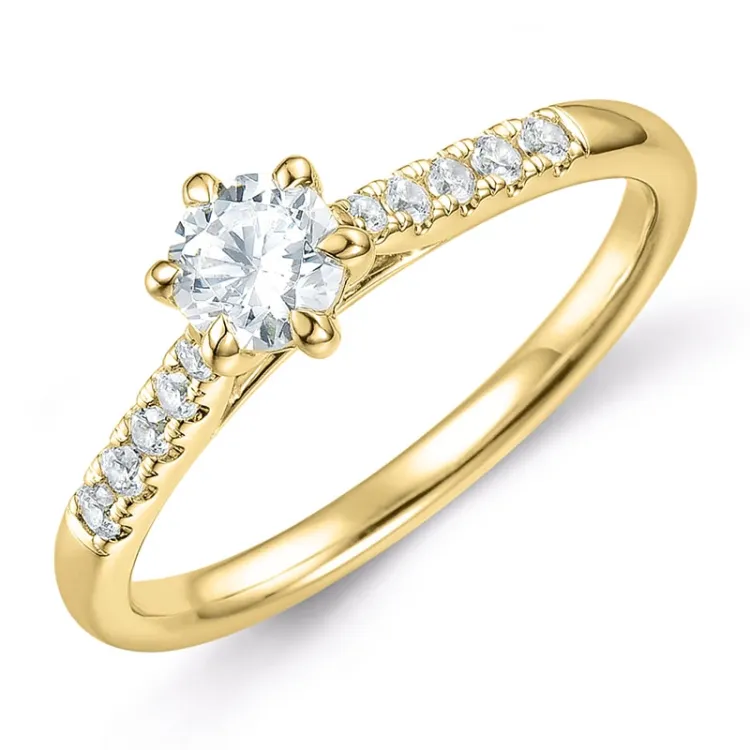 lab grown diamant ring i 9 karat gull 0,40 ct 0,14 ct