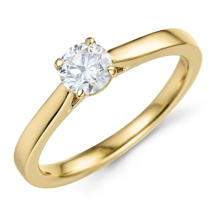0,50 ct lab grown diamant solitairering i 9 karat gull 0,50 ct