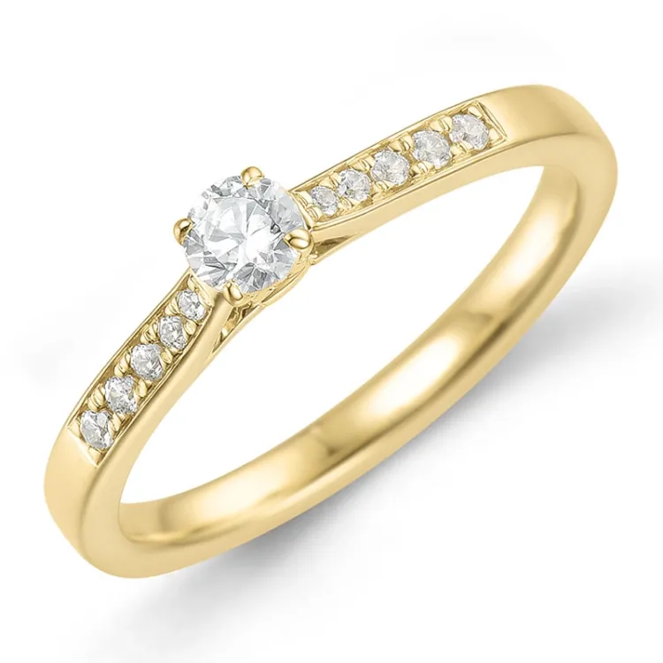 lab grown diamant ring i 9 karat gull 0,20 ct 0,09 ct