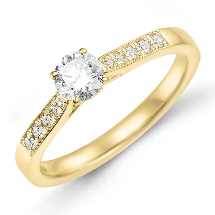 lab grown diamant ring i 9 karat gull 0,40 ct 0,10 ct