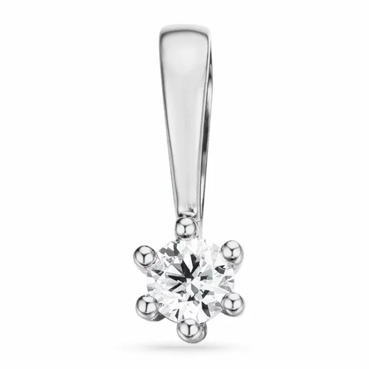 0,05 ct lab grown diamant solitaireanheng i 9 karat hvitt gull 0,05 ct