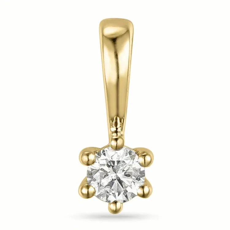 0,10 ct lab grown diamant solitaireanheng i 9 karat gull 0,10 ct