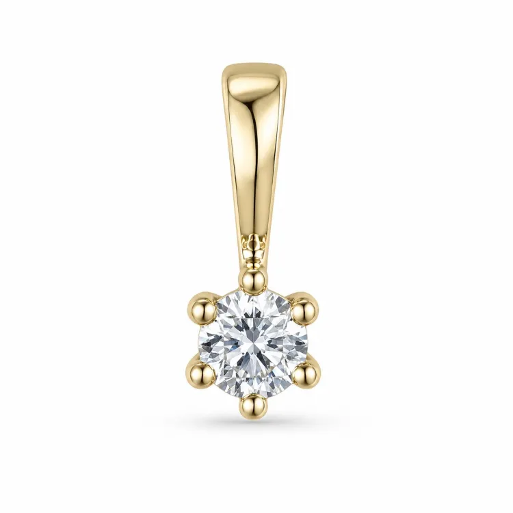 0,10 ct lab grown diamant solitaireanheng i 9 karat gull 0,10 ct