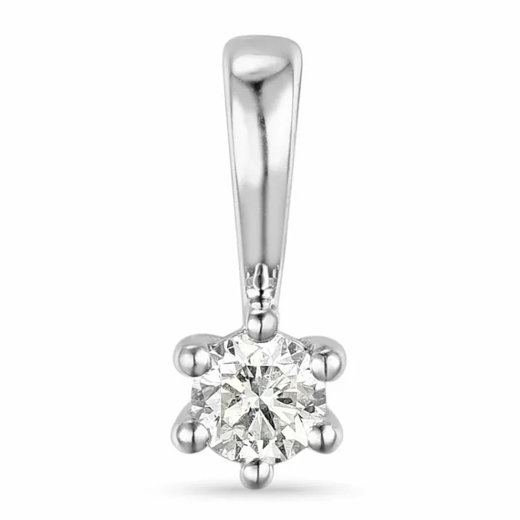 0,10 ct lab grown diamant solitaireanheng i 9 karat hvitt gull 0,10 ct