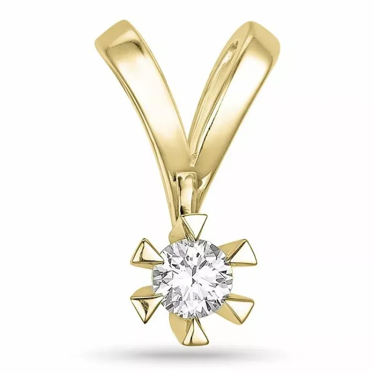 0,20 ct lab grown diamant anheng i 9 karat gull 0,20 ct